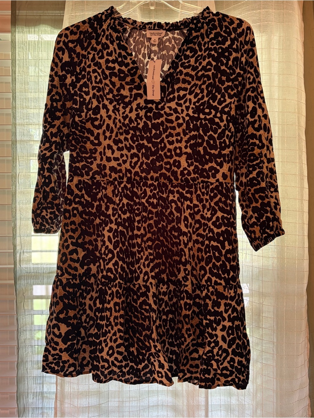 Leopard Print Tiered Women’s Dress - Brown/Black